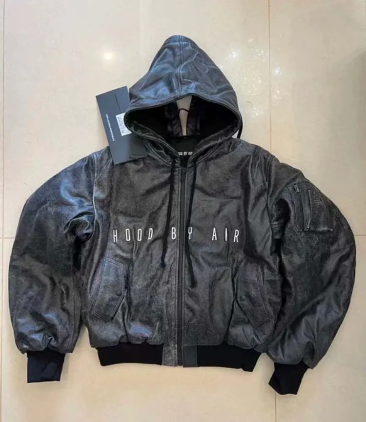 Hood By Air Leather Bomber Jacket