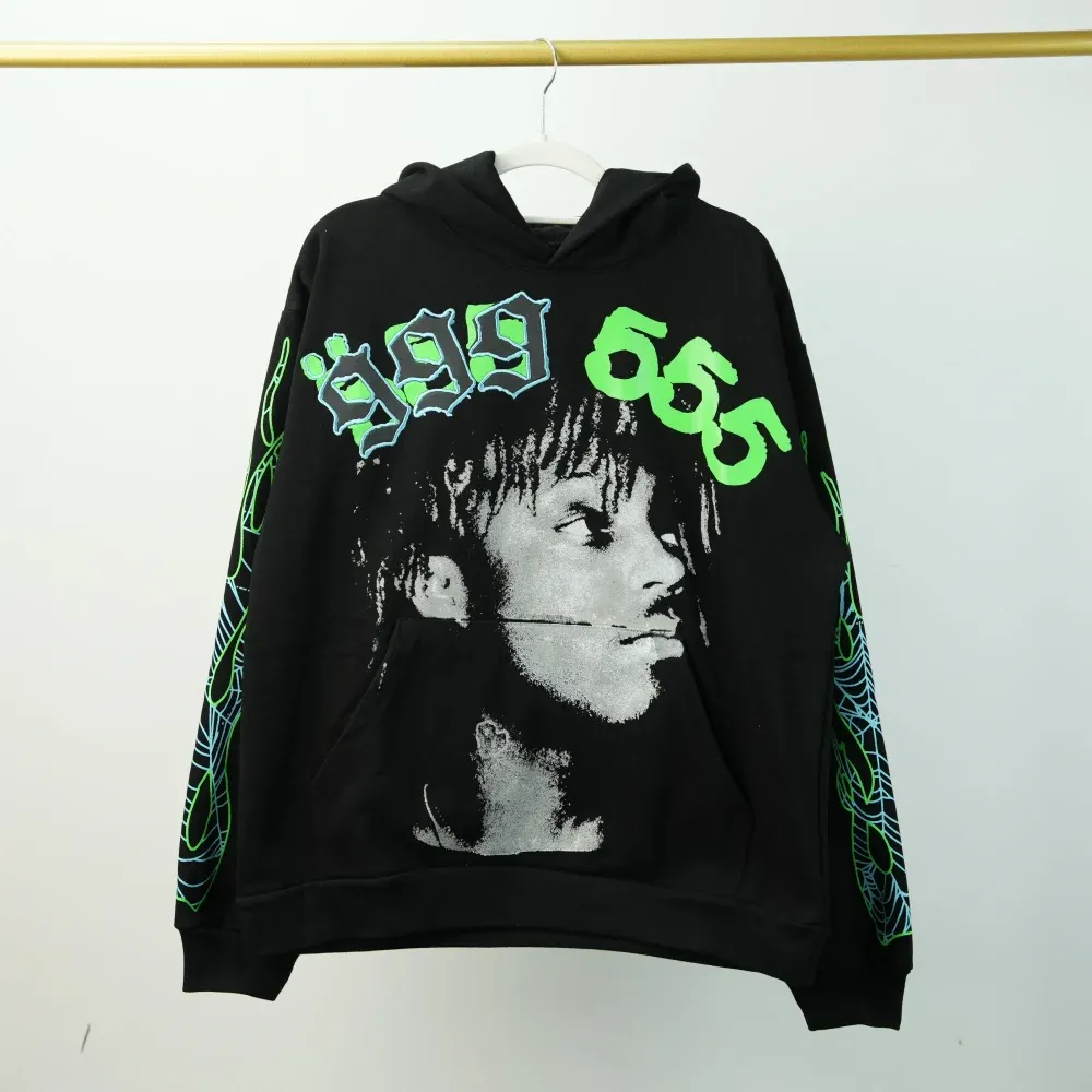 Juice Wrld x Sp5der Hoodie Black